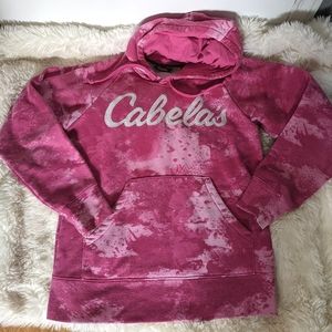 Cabela's pink printed, tie-dye, splatter, hoodie, sweater, sweatshirt, small reg